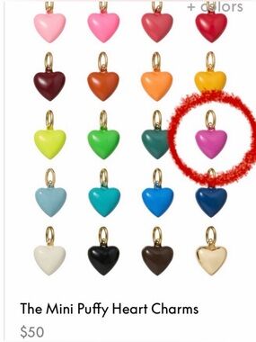 Roxanne Assoulin Authentic The Mini Puffy Heart Charms In Magenta Color NEW
